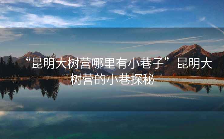 “昆明大樹營哪里有小巷子”昆明大樹營的小巷探秘
