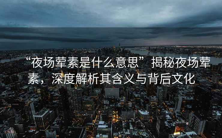 “夜場(chǎng)葷素是什么意思”揭秘夜場(chǎng)葷素，深度解析其含義與背后文化