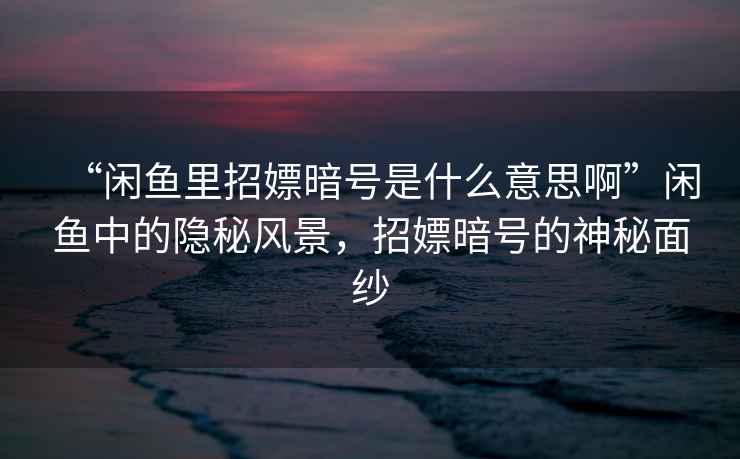 “閑魚(yú)里招嫖暗號(hào)是什么意思啊”閑魚(yú)中的隱秘風(fēng)景，招嫖暗號(hào)的神秘面紗