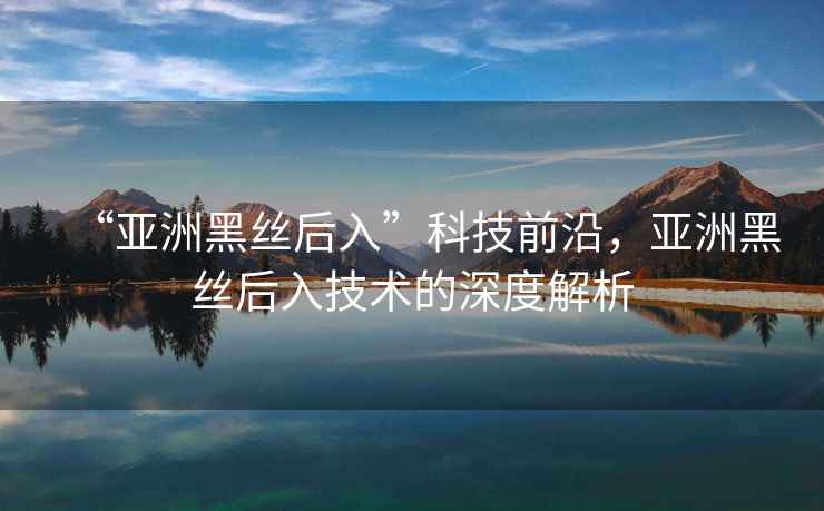 “亞洲黑絲后入”科技前沿，亞洲黑絲后入技術(shù)的深度解析