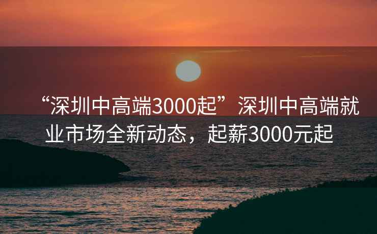 “深圳中高端3000起”深圳中高端就業(yè)市場全新動態(tài)，起薪3000元起