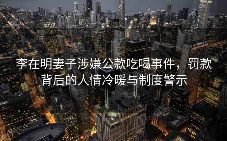 李在明妻子涉嫌公款吃喝事件，罰款背后的人情冷暖與制度警示