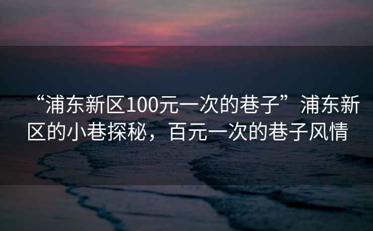 “浦東新區(qū)100元一次的巷子”浦東新區(qū)的小巷探秘，百元一次的巷子風(fēng)情