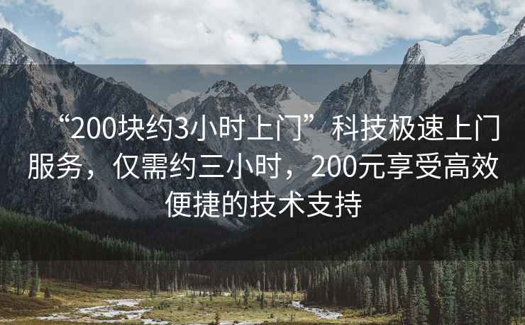 “200塊約3小時上門”科技極速上門服務(wù)，僅需約三小時，200元享受高效便捷的技術(shù)支持