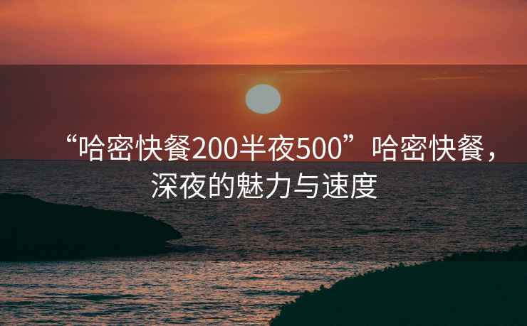 “哈密快餐200半夜500”哈密快餐，深夜的魅力與速度