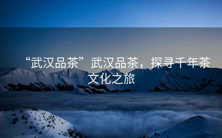 “武漢品茶”武漢品茶，探尋千年茶文化之旅
