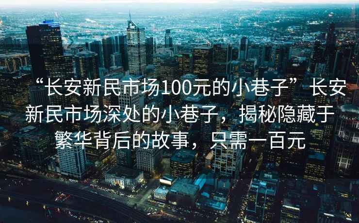 “長安新民市場100元的小巷子”長安新民市場深處的小巷子，揭秘隱藏于繁華背后的故事，只需一百元