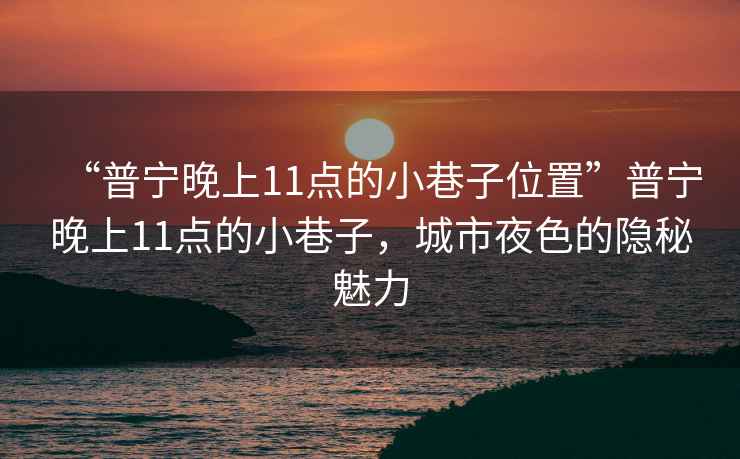 “普寧晚上11點(diǎn)的小巷子位置”普寧晚上11點(diǎn)的小巷子，城市夜色的隱秘魅力