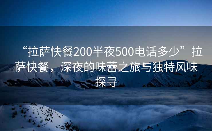 “拉薩快餐200半夜500電話多少”拉薩快餐，深夜的味蕾之旅與獨特風味探尋