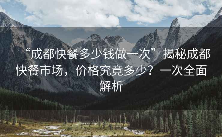 “成都快餐多少錢做一次”揭秘成都快餐市場，價格究竟多少？一次全面解析