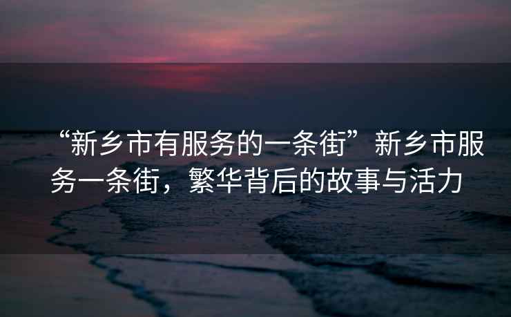 “新鄉(xiāng)市有服務(wù)的一條街”新鄉(xiāng)市服務(wù)一條街，繁華背后的故事與活力
