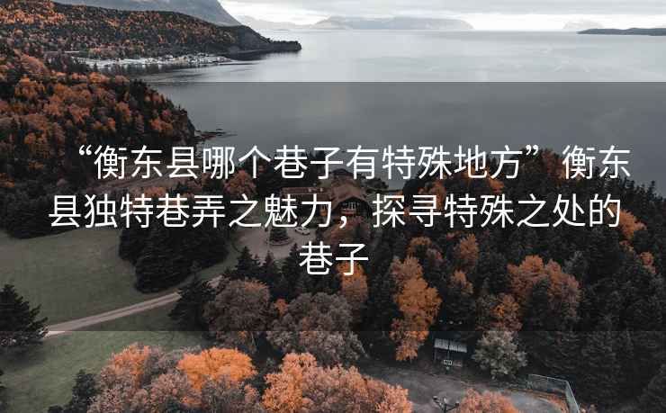 “衡東縣哪個巷子有特殊地方”衡東縣獨特巷弄之魅力，探尋特殊之處的巷子