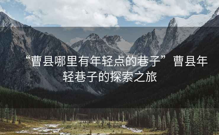 “曹縣哪里有年輕點的巷子”曹縣年輕巷子的探索之旅