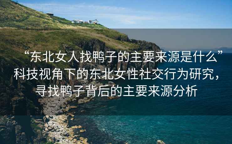 “東北女人找鴨子的主要來源是什么”科技視角下的東北女性社交行為研究，尋找鴨子背后的主要來源分析