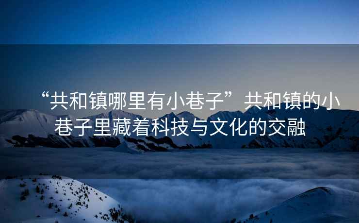 “共和鎮(zhèn)哪里有小巷子”共和鎮(zhèn)的小巷子里藏著科技與文化的交融