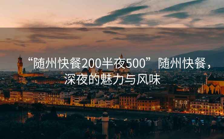 “隨州快餐200半夜500”隨州快餐，深夜的魅力與風(fēng)味