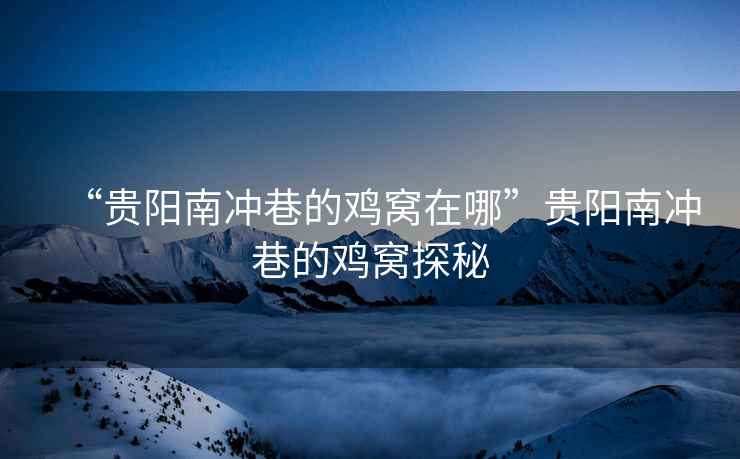 “貴陽(yáng)南沖巷的雞窩在哪”貴陽(yáng)南沖巷的雞窩探秘