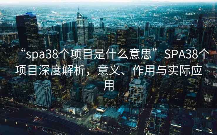 “spa38個項目是什么意思”SPA38個項目深度解析，意義、作用與實際應用