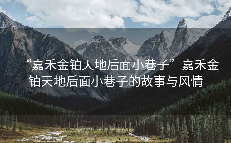 “嘉禾金鉑天地后面小巷子”嘉禾金鉑天地后面小巷子的故事與風(fēng)情