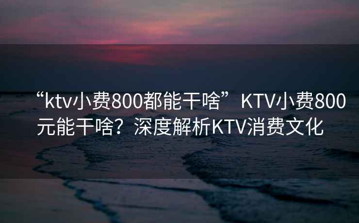 “ktv小費(fèi)800都能干啥”KTV小費(fèi)800元能干啥？深度解析KTV消費(fèi)文化
