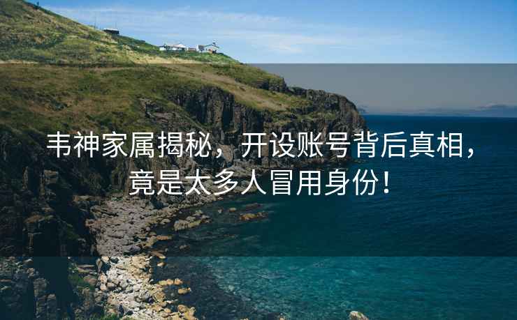 韋神家屬揭秘，開設賬號背后真相，竟是太多人冒用身份！