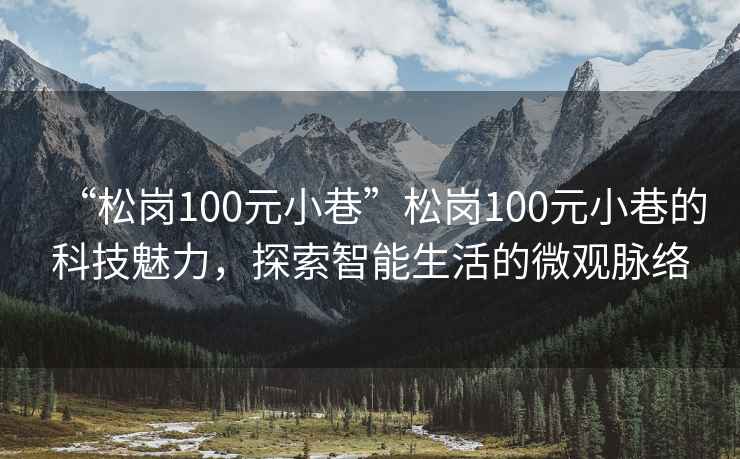 “松崗100元小巷”松崗100元小巷的科技魅力，探索智能生活的微觀脈絡(luò)