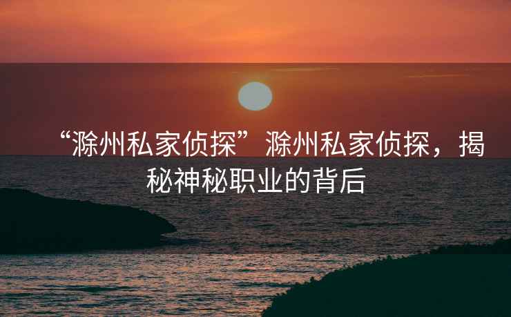 “滁州私家偵探”滁州私家偵探，揭秘神秘職業(yè)的背后