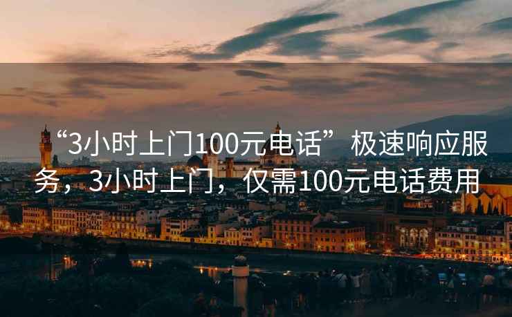 “3小時(shí)上門100元電話”極速響應(yīng)服務(wù)，3小時(shí)上門，僅需100元電話費(fèi)用