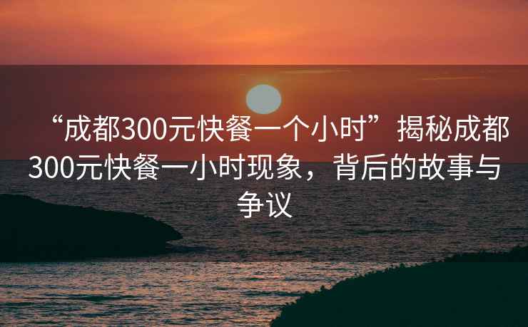 “成都300元快餐一個小時”揭秘成都300元快餐一小時現(xiàn)象，背后的故事與爭議