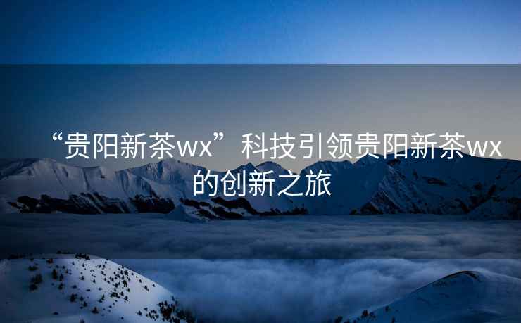 “貴陽新茶wx”科技引領貴陽新茶wx的創(chuàng)新之旅
