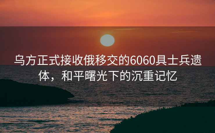 烏方正式接收俄移交的6060具士兵遺體，和平曙光下的沉重記憶