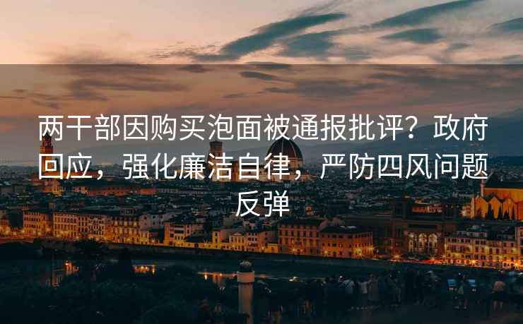 兩干部因購(gòu)買泡面被通報(bào)批評(píng)？政府回應(yīng)，強(qiáng)化廉潔自律，嚴(yán)防四風(fēng)問(wèn)題反彈