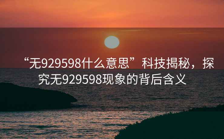 “無929598什么意思”科技揭秘，探究無929598現(xiàn)象的背后含義