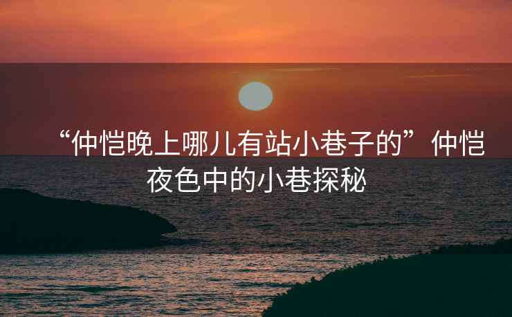 “仲愷晚上哪兒有站小巷子的”仲愷夜色中的小巷探秘