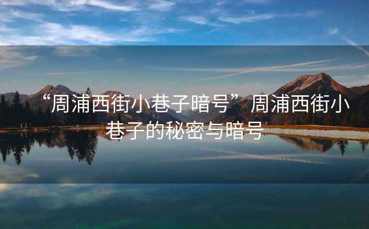 “周浦西街小巷子暗號”周浦西街小巷子的秘密與暗號