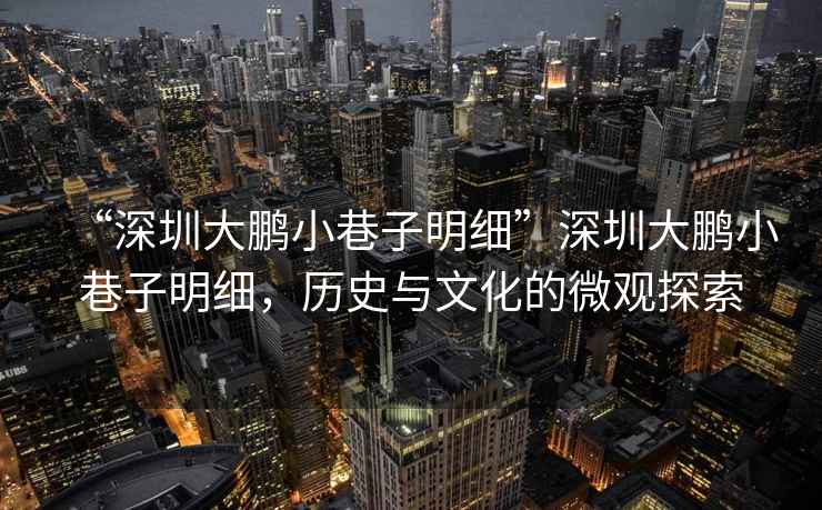“深圳大鵬小巷子明細”深圳大鵬小巷子明細，歷史與文化的微觀探索