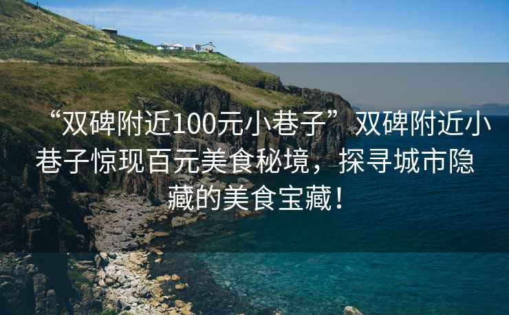 “雙碑附近100元小巷子”雙碑附近小巷子驚現(xiàn)百元美食秘境，探尋城市隱藏的美食寶藏！