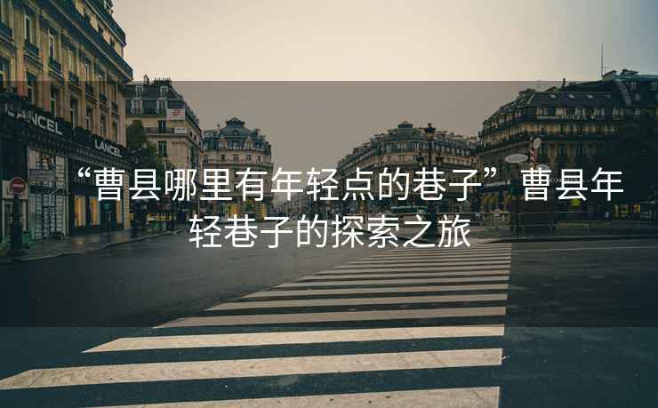 “曹縣哪里有年輕點(diǎn)的巷子”曹縣年輕巷子的探索之旅