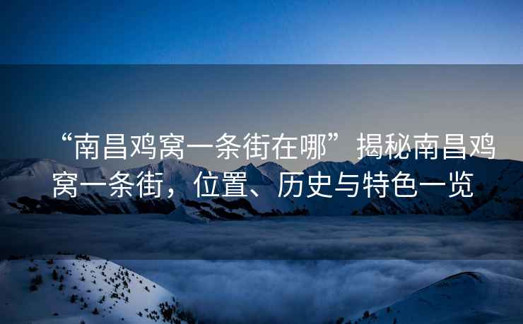 “南昌雞窩一條街在哪”揭秘南昌雞窩一條街，位置、歷史與特色一覽