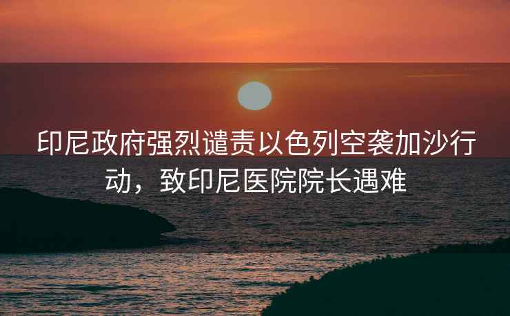 印尼政府強(qiáng)烈譴責(zé)以色列空襲加沙行動(dòng)，致印尼醫(yī)院院長遇難