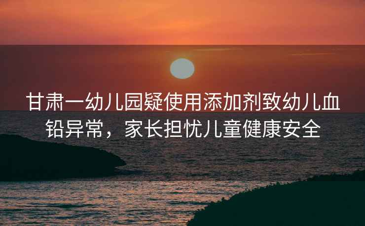 甘肅一幼兒園疑使用添加劑致幼兒血鉛異常，家長擔(dān)憂兒童健康安全