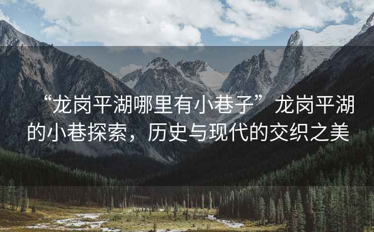 “龍崗平湖哪里有小巷子”龍崗平湖的小巷探索，歷史與現(xiàn)代的交織之美