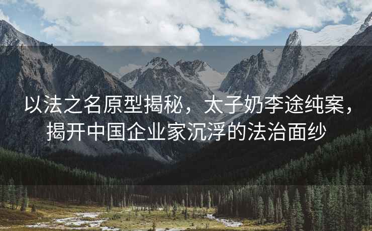 以法之名原型揭秘，太子奶李途純案，揭開中國企業(yè)家沉浮的法治面紗