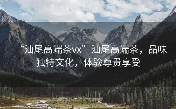“汕尾高端茶vx”汕尾高端茶，品味獨特文化，體驗尊貴享受