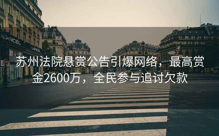 蘇州法院懸賞公告引爆網絡，最高賞金2600萬，全民參與追討欠款