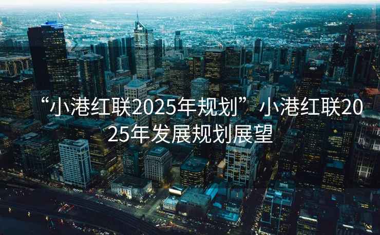 “小港紅聯(lián)2025年規(guī)劃”小港紅聯(lián)2025年發(fā)展規(guī)劃展望
