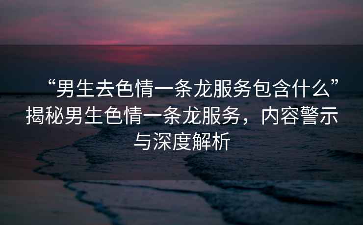 “男生去色情一條龍服務(wù)包含什么”揭秘男生色情一條龍服務(wù)，內(nèi)容警示與深度解析