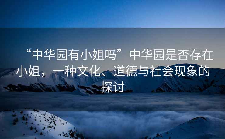“中華園有小姐嗎”中華園是否存在小姐，一種文化、道德與社會現(xiàn)象的探討