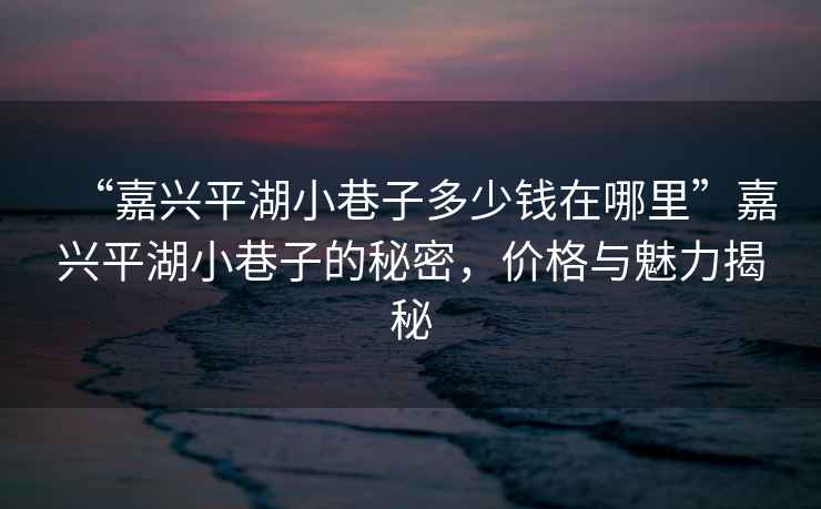 “嘉興平湖小巷子多少錢在哪里”嘉興平湖小巷子的秘密，價格與魅力揭秘