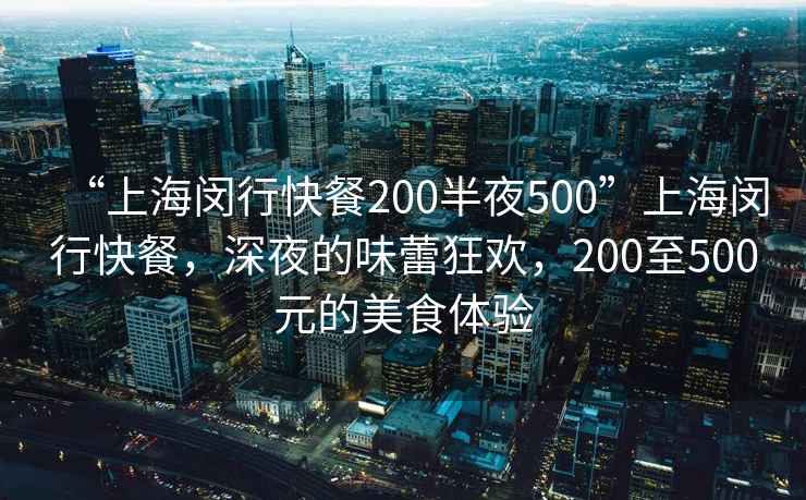 “上海閔行快餐200半夜500”上海閔行快餐，深夜的味蕾狂歡，200至500元的美食體驗(yàn)